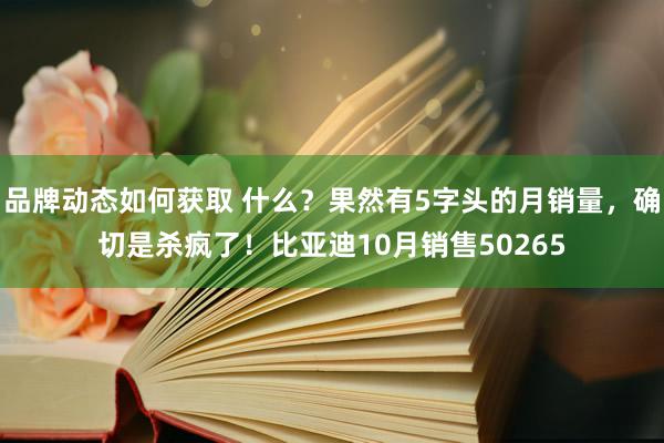 品牌动态如何获取 什么？果然有5字头的月销量，确切是杀疯了！比亚迪10月销售50265