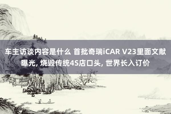 车主访谈内容是什么 首批奇瑞iCAR V23里面文献曝光, 烧毁传统4S店口头, 世界长入订价