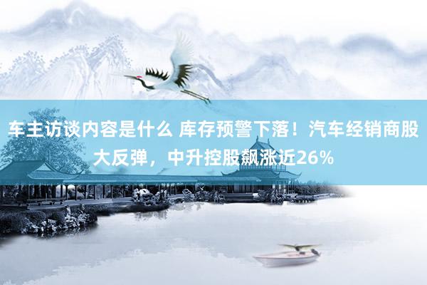 车主访谈内容是什么 库存预警下落！汽车经销商股大反弹，中升控股飙涨近26%