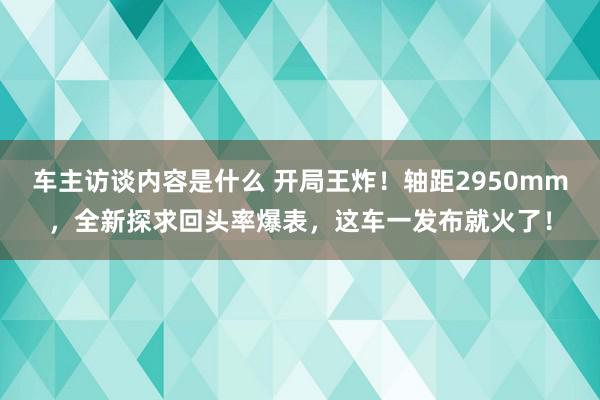 车主访谈内容是什么 开局王炸！轴距2950mm，全新探求回头率爆表，这车一发布就火了！