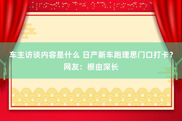 车主访谈内容是什么 日产新车跑理思门口打卡？网友：根由深长