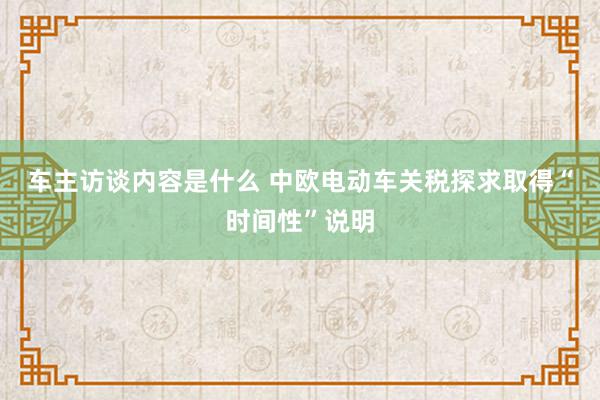 车主访谈内容是什么 中欧电动车关税探求取得“时间性”说明