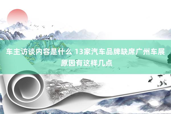 车主访谈内容是什么 13家汽车品牌缺席广州车展 原因有这样几点