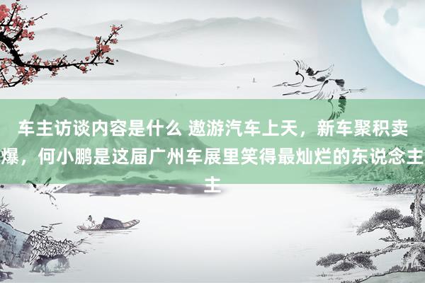 车主访谈内容是什么 遨游汽车上天，新车聚积卖爆，何小鹏是这届广州车展里笑得最灿烂的东说念主