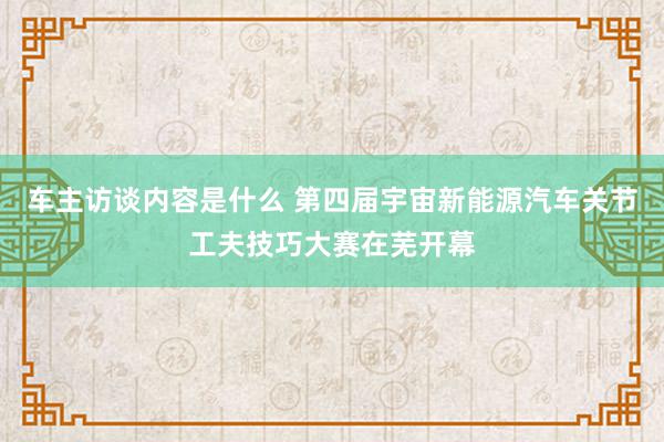 车主访谈内容是什么 第四届宇宙新能源汽车关节工夫技巧大赛在芜开幕