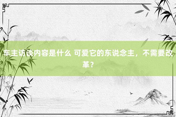 车主访谈内容是什么 可爱它的东说念主，不需要改革？