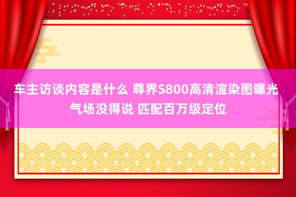 车主访谈内容是什么 尊界S800高清渲染图曝光 气场没得说 匹配百万级定位