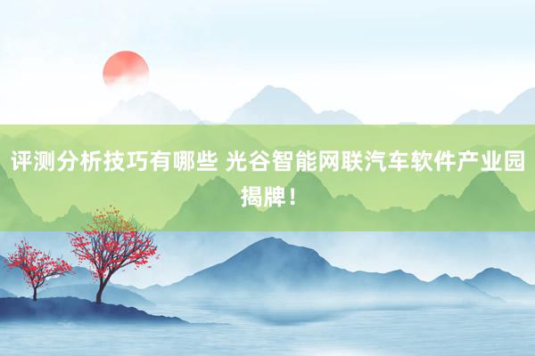 评测分析技巧有哪些 光谷智能网联汽车软件产业园揭牌！