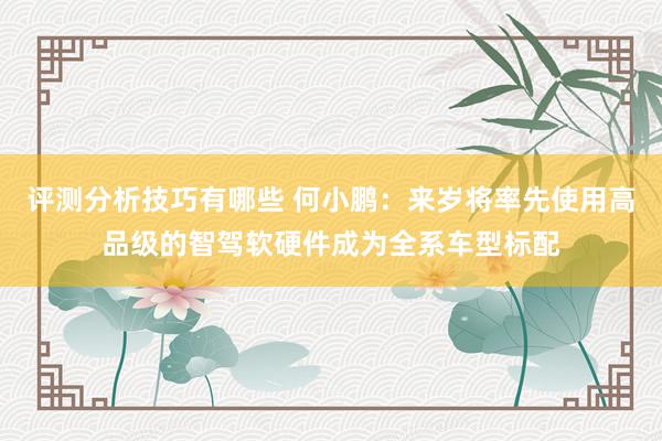 评测分析技巧有哪些 何小鹏：来岁将率先使用高品级的智驾软硬件成为全系车型标配