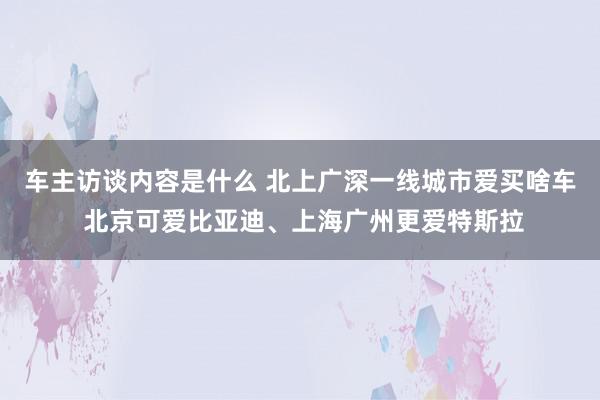 车主访谈内容是什么 北上广深一线城市爱买啥车 北京可爱比亚迪、上海广州更爱特斯拉