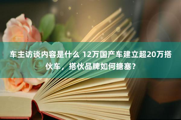 车主访谈内容是什么 12万国产车建立超20万搭伙车，搭伙品牌如何搪塞？