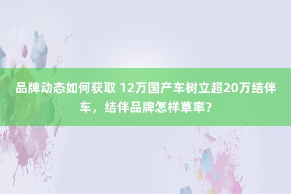 品牌动态如何获取 12万国产车树立超20万结伴车，结伴品牌怎样草率？