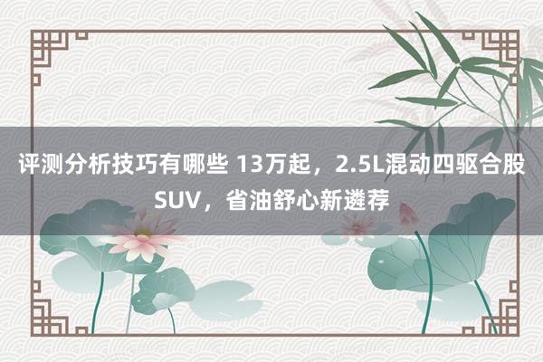 评测分析技巧有哪些 13万起，2.5L混动四驱合股SUV，省油舒心新遴荐