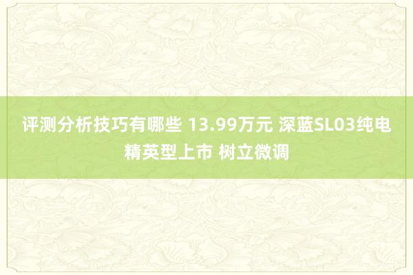 评测分析技巧有哪些 13.99万元 深蓝SL03纯电精英型上市 树立微调