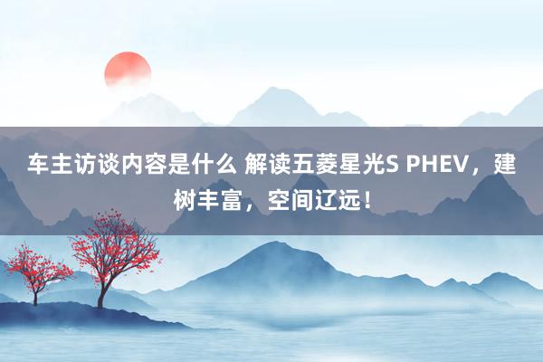 车主访谈内容是什么 解读五菱星光S PHEV，建树丰富，空间辽远！