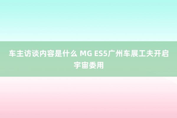 车主访谈内容是什么 MG ES5广州车展工夫开启宇宙委用