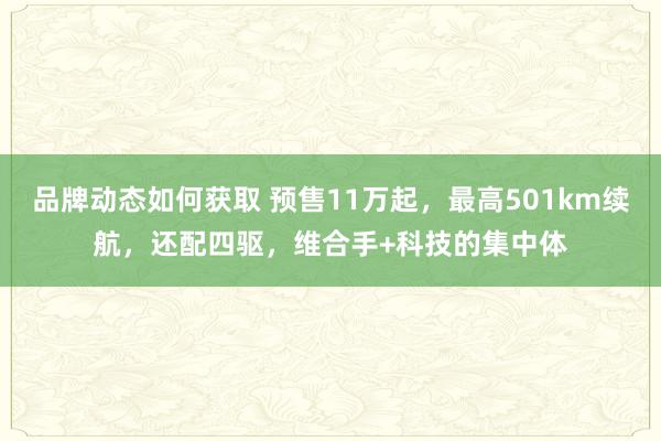 品牌动态如何获取 预售11万起，最高501km续航，还配四驱，维合手+科技的集中体