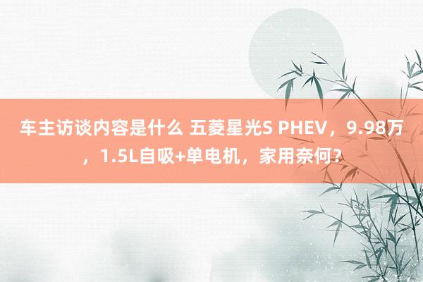 车主访谈内容是什么 五菱星光S PHEV，9.98万，1.5L自吸+单电机，家用奈何？