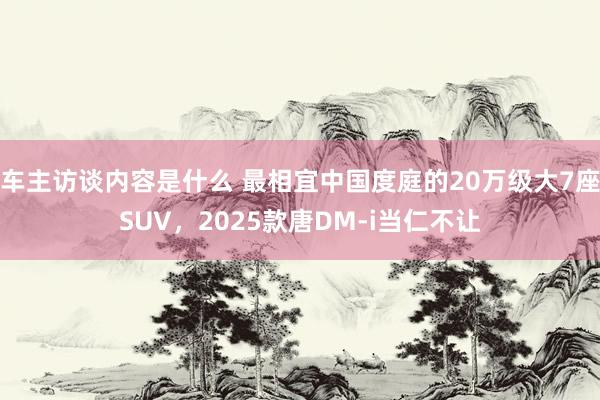 车主访谈内容是什么 最相宜中国度庭的20万级大7座SUV，2025款唐DM-i当仁不让