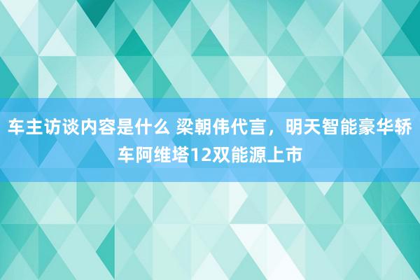 车主访谈内容是什么 梁朝伟代言，明天智能豪华轿车阿维塔12双能源上市