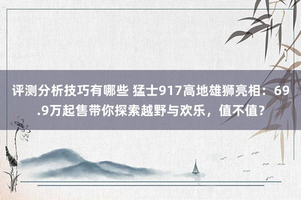 评测分析技巧有哪些 猛士917高地雄狮亮相：69.9万起售带你探索越野与欢乐，值不值？