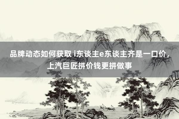 品牌动态如何获取 i东谈主e东谈主齐是一口价，上汽巨匠拼价钱更拼做事