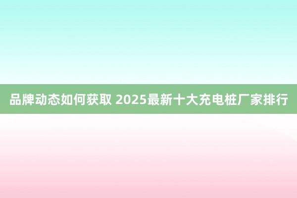 品牌动态如何获取 2025最新十大充电桩厂家排行