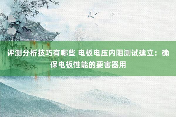 评测分析技巧有哪些 电板电压内阻测试建立：确保电板性能的要害器用