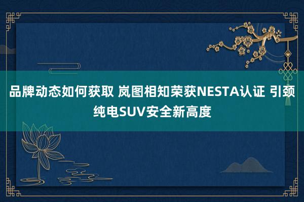 品牌动态如何获取 岚图相知荣获NESTA认证 引颈纯电SUV安全新高度