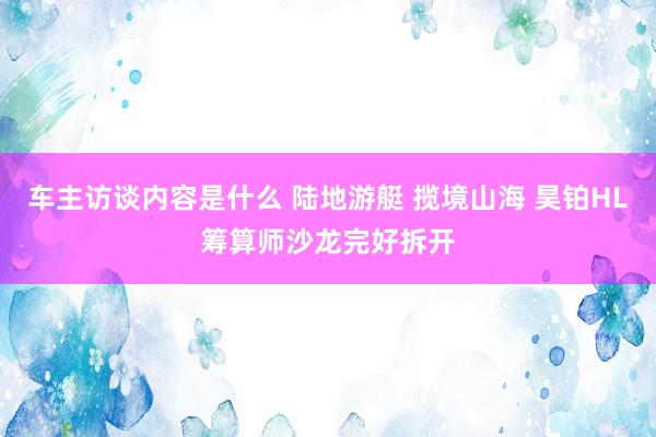 车主访谈内容是什么 陆地游艇 揽境山海 昊铂HL筹算师沙龙完好拆开