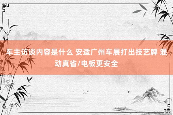 车主访谈内容是什么 安适广州车展打出技艺牌 混动真省/电板更安全