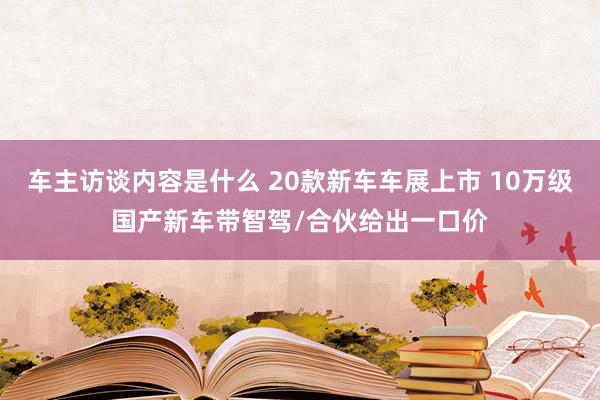 车主访谈内容是什么 20款新车车展上市 10万级国产新车带智驾/合伙给出一口价