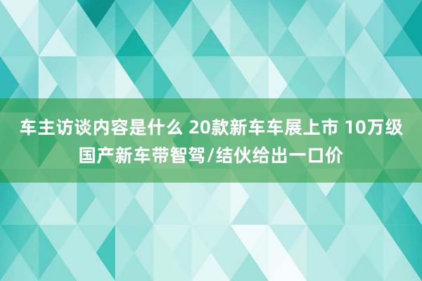 车主访谈内容是什么 20款新车车展上市 10万级国产新车带智驾/结伙给出一口价