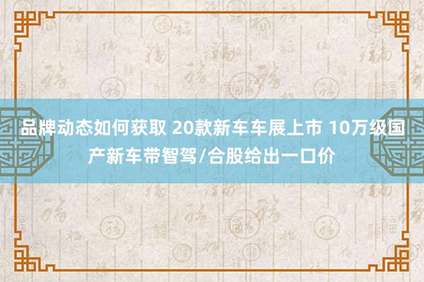 品牌动态如何获取 20款新车车展上市 10万级国产新车带智驾/合股给出一口价