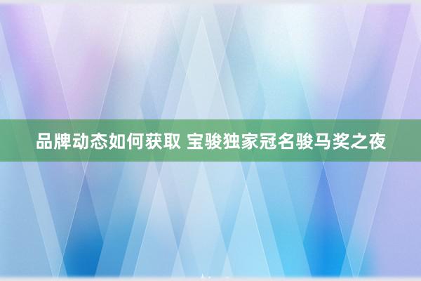 品牌动态如何获取 宝骏独家冠名骏马奖之夜