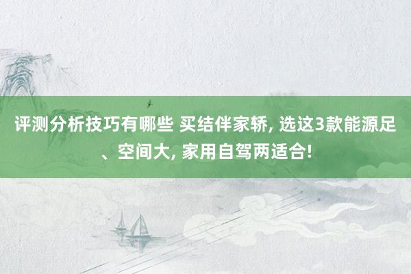 评测分析技巧有哪些 买结伴家轿, 选这3款能源足、空间大, 家用自驾两适合!