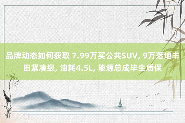 品牌动态如何获取 7.99万买公共SUV, 9万落地丰田紧凑级, 油耗4.5L, 能源总成毕生质保