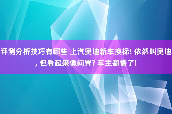 评测分析技巧有哪些 上汽奥迪新车换标! 依然叫奥迪, 但看起来像问界? 车主都懵了!