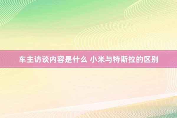 车主访谈内容是什么 小米与特斯拉的区别