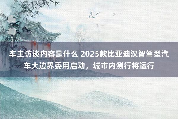 车主访谈内容是什么 2025款比亚迪汉智驾型汽车大边界委用启动，城市内测行将运行