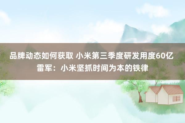 品牌动态如何获取 小米第三季度研发用度60亿 雷军：小米坚抓时间为本的铁律