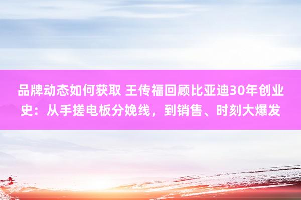 品牌动态如何获取 王传福回顾比亚迪30年创业史：从手搓电板分娩线，到销售、时刻大爆发