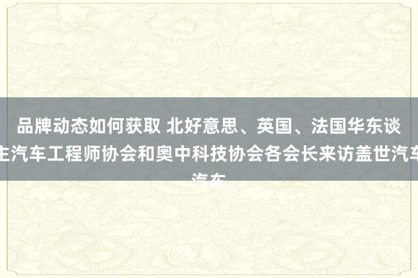 品牌动态如何获取 北好意思、英国、法国华东谈主汽车工程师协会和奥中科技协会各会长来访盖世汽车