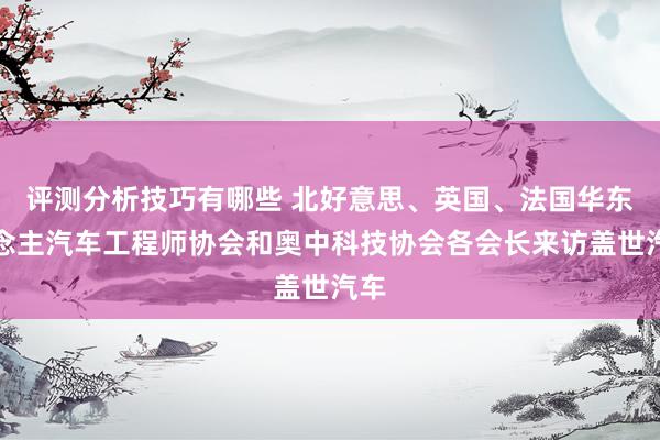 评测分析技巧有哪些 北好意思、英国、法国华东说念主汽车工程师协会和奥中科技协会各会长来访盖世汽车