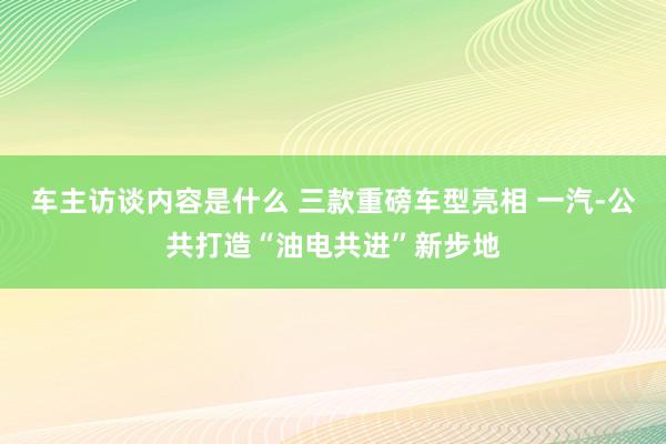 车主访谈内容是什么 三款重磅车型亮相 一汽-公共打造“油电共进”新步地