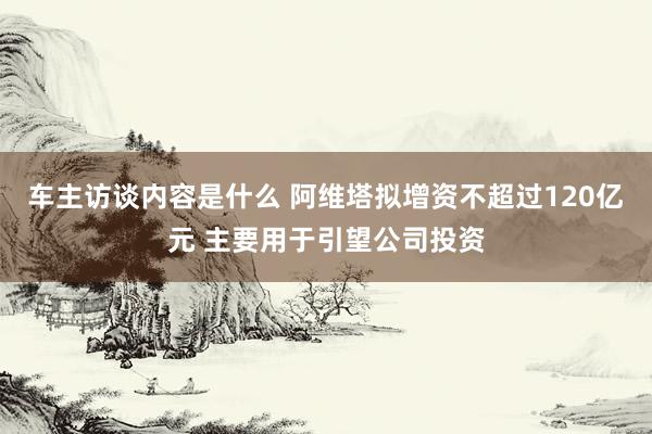 车主访谈内容是什么 阿维塔拟增资不超过120亿元 主要用于引望公司投资