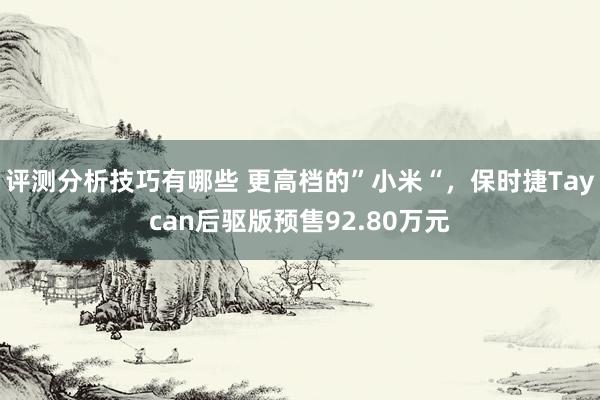 评测分析技巧有哪些 更高档的”小米“，保时捷Taycan后驱版预售92.80万元