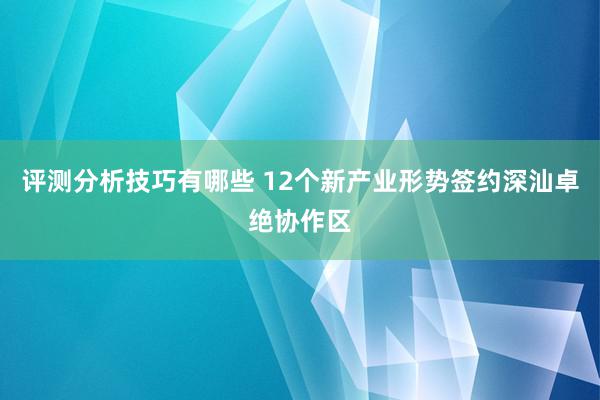 评测分析技巧有哪些 12个新产业形势签约深汕卓绝协作区